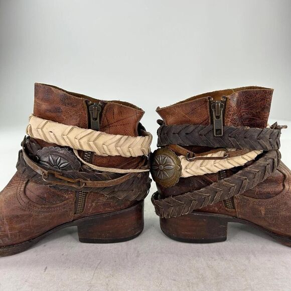 Freebird by Steven Womens Brown Leather Western Booties US 6 Belted Ankle Boots - Picture 8 of 11